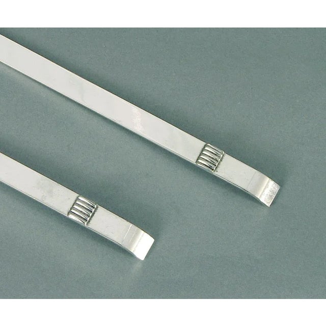 Art Deco 1930s Silver-Plated Salad Serving Utensils, Modernist – Art Deco, Style of Napier For Sale - Image 3 of 5