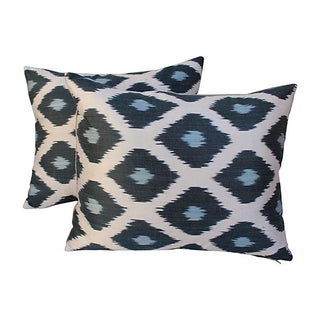 Silk Ikat Mod Pillows - A Pair For Sale