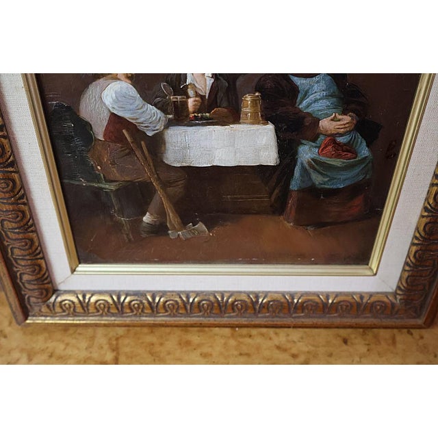 19th Century German Bar Scene Painting the Good Old Monk Signed Theo Kramer 1883 For Sale - Image 9 of 10