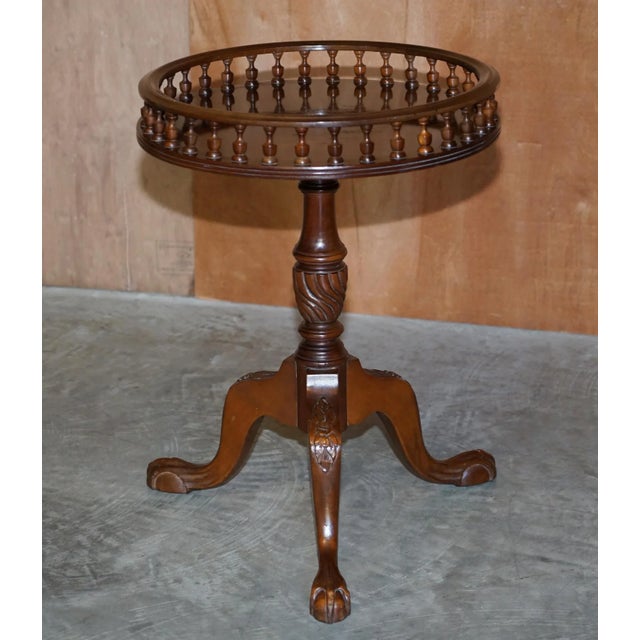 Regency Style Flamed Hardwood Gallery Rail Side Table with Claw & Ball Feet For Sale - Image 9 of 11