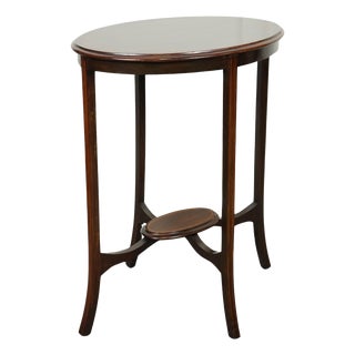 Oval Hardwood Side Plant Table For Sale