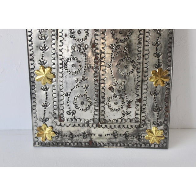 Handcrafted Mexican Tin Mirror With Opening Doors Folk Art Vintage For Sale In Miami - Image 6 of 15