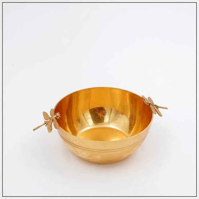 Gold Vintage Golden Metal Bowl For Sale - Image 8 of 10