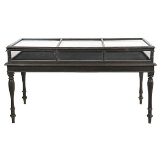 Glass Presentation Table in Dark Wood, 1920s For Sale
