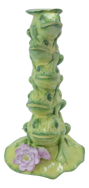 Vietri Italian Ceramic Frogs 12" Candlestick