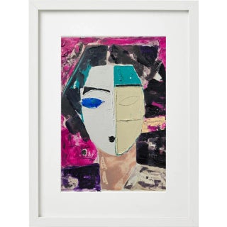 Shadow Box Framed Original Oil Painting Female Portrait / Pablo Picasso For Sale