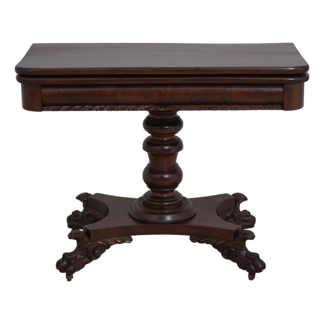 Antique American Mahogany Empire Style Game Table For Sale