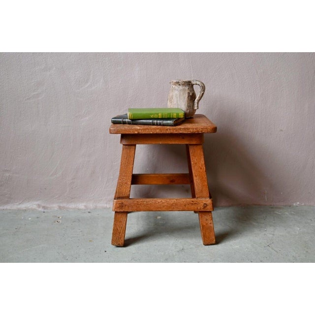Rustic Farmhouse Stool in Wood, France For Sale - Image 11 of 11