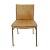 Palomino toned super soft leather dining chair with beautiful stitching detail. Matte bronze finish hand hammered iron...
