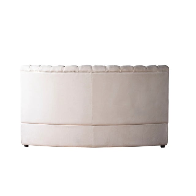 Not Yet Made - Made To Order Matthew Izzo Home Estelle Oatmeal Velvet Curved Banquette Sofa For Sale - Image 5 of 7