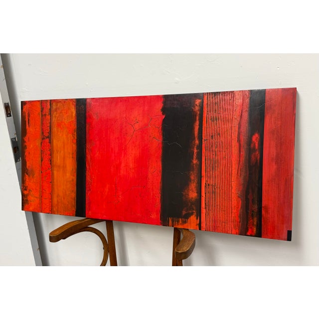 Design Plus Gallery presents Fire of St. Augustine, an Original Mixed Media Abstract Painting by Kathy Haydon. This...