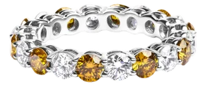 14K White Gold 3.00 Cttw Alternating White and Yellow Lab-Grown Diamond Eternity Band Ring (F-G Color, VS1-VS2 Clarity) - Size 6.5