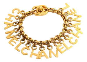 Vintage Chanel CC 1996 Multi-Letter Turnlock Dangle Charms Chain Bracelet 96p