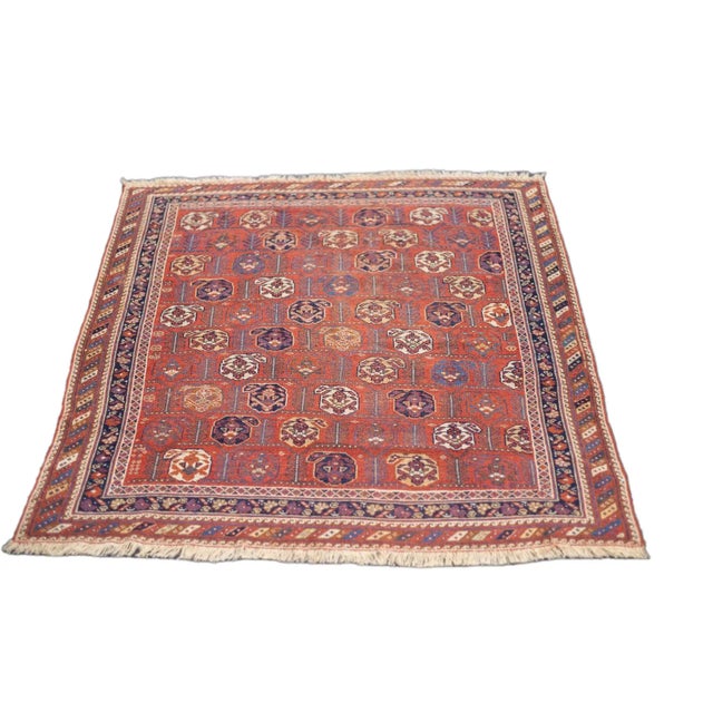 Late 18th Century Antique Persian Afshar Rug 4'2'' x 5'1'' For Sale - Image 12 of 12