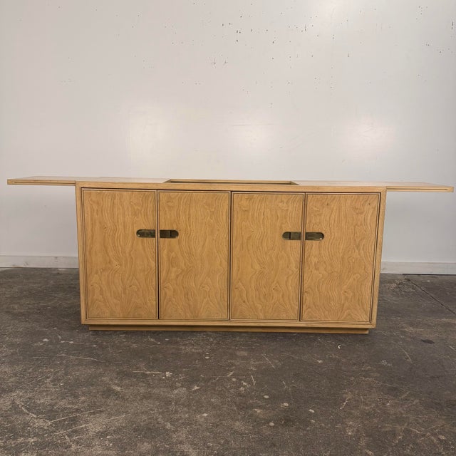 Drexel Drexel Preface Campaign Style Credenza With Bar Extending Top For Sale - Image 4 of 10