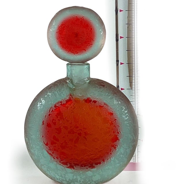 Vintage v. Nason & C. Murano Corroso Art Glass Red Flask Bottle & Stopper, 1960s For Sale - Image 9 of 9