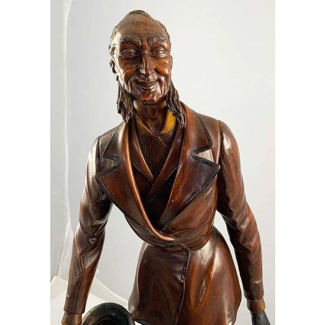 Wood 19th Century European Polychrome Carved Wood Figure of a Dickensian Character For Sale - Image 7 of 9