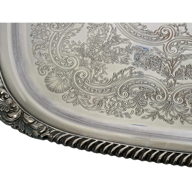Traditional Antique International Silver Co e.g. Webster & Son Large Handled Butler Serving Tray #2191 27.5” Usa 1928-1950s For Sale - Image 3 of 11