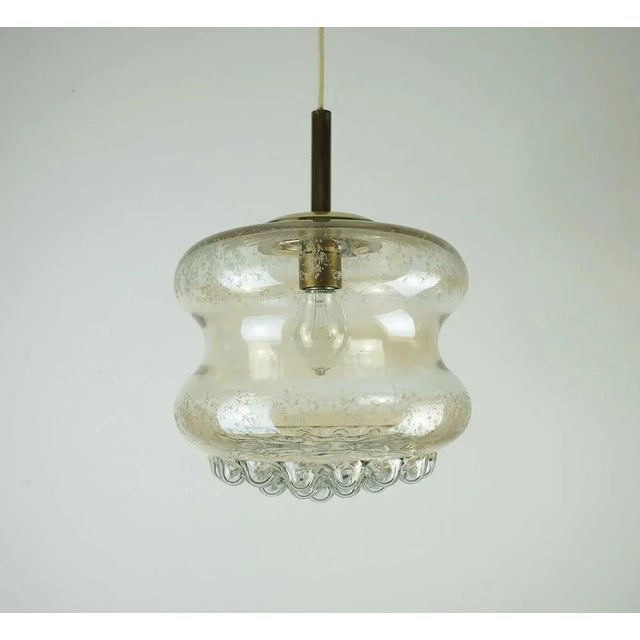 Mid-Century Pendant Light Bubble in Amber Glass and Brass, 1960s For Sale - Image 11 of 11
