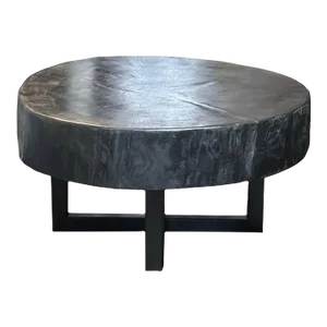 Wabi Sabi Side Table – Ebonized Wood, Rustic Modern Design