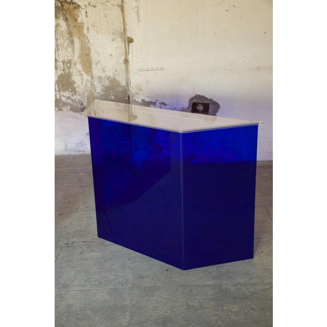 Blue International Acrylic Glass Reception Display Stands, 1980, Set of 2 For Sale - Image 11 of 18