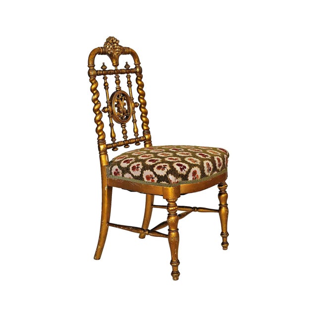 Late 19th Century Antique Side Chair - Gilt and Turned Wood For Sale - Image 5 of 6