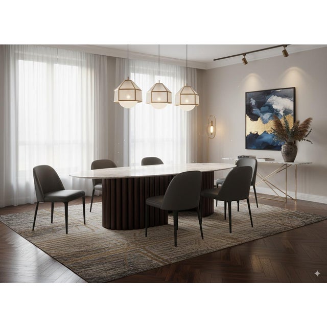 Metal Cantus Sculptural Dining Table in Arabescato Marble by Nicola DI Froscia For Sale - Image 7 of 8