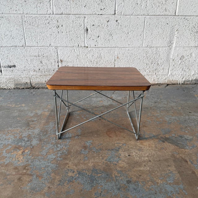 Mid-Century Modern Eames for Herman Miller LTR Side Table in Rosewood Low Table Rod Plywood & Chrome For Sale - Image 3 of 7