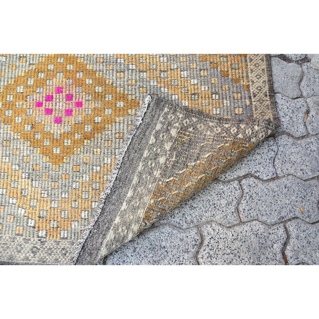 1960s Pastel Handwoven Geometric Tan Colour Kilim For Sale - Image 4 of 11