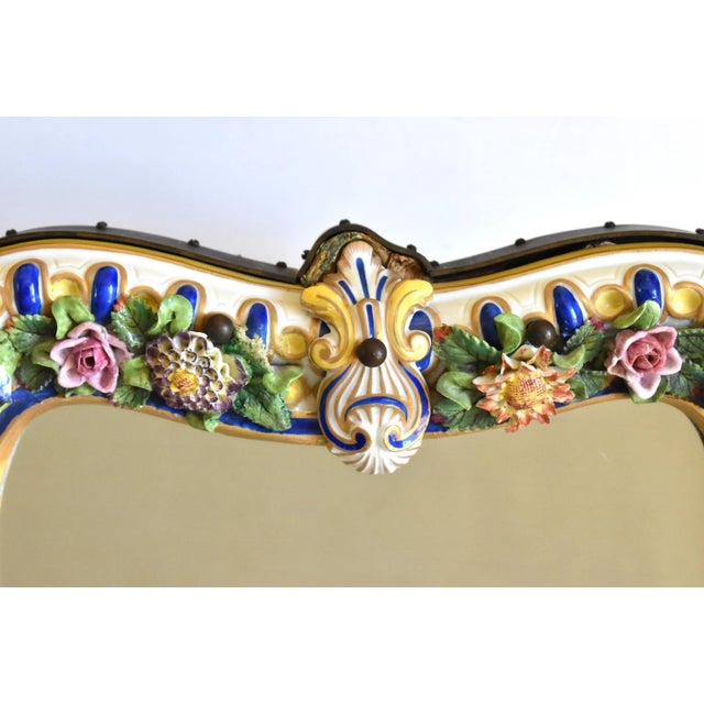 C. 1850 German Porcelain Vanity Mirror With Candle Holders For Sale - Image 4 of 12