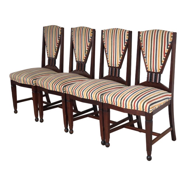Set of 4 Art Deco Amsterdam School ‘T Woonhuys Dining Chairs the Netherlands 1930s For Sale