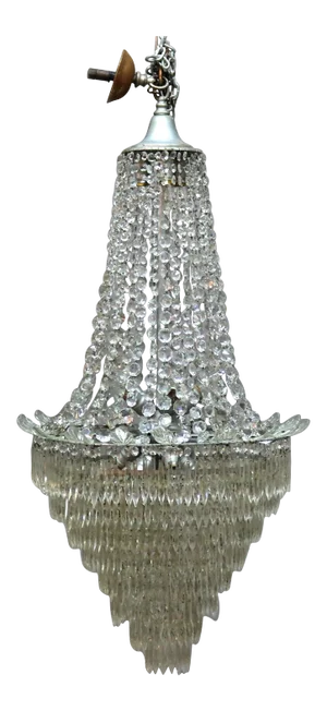 Vintage Mid 20th Century French Draped Crystal Tiered Wedding Cake 15-Light Chandelier