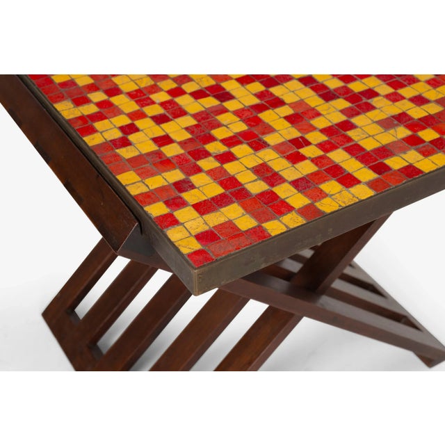 Yellow Edward Wormley for Dunbar Occasional Table With Murano Mosaic Tiles For Sale - Image 8 of 12