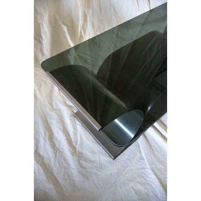 1970s Steel and Smoked Glass Coffee Table by Franco Costalonga for Mimo Leone & Co., 1970s For Sale - Image 5 of 7