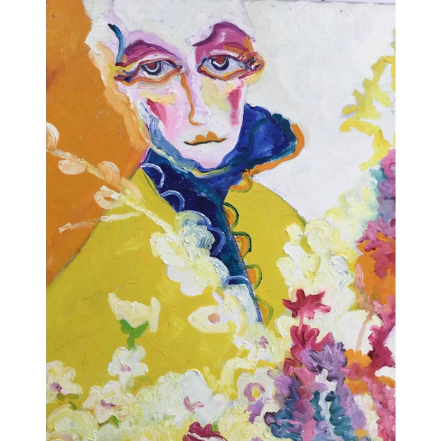 Fabulous vintage expressionistic painting . Bright and cheerful palette will bring a sunshine to any room . Great vintage...