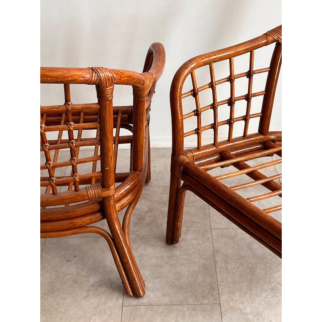 Italian Woven Bamboo Armchairs, 1960s, Set of 2 For Sale - Image 6 of 15