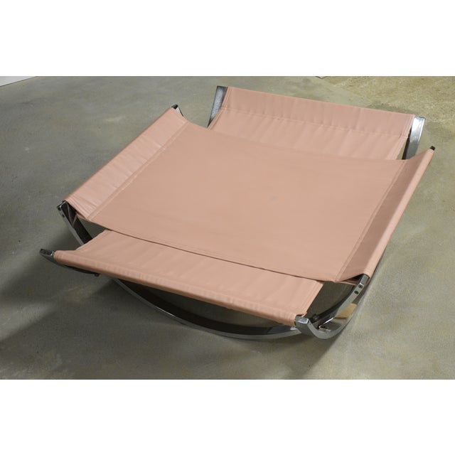 Animal Skin 1970s Italian Chrome Pink Sling Lounge Chair and Ottoman by Stendig For Sale - Image 7 of 11