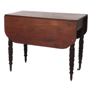 Antique Sheraton Carved Mahogany Drop Leaf Table C1830 For Sale