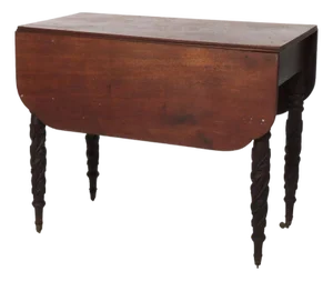 Antique Sheraton Carved Mahogany Drop Leaf Table C1830