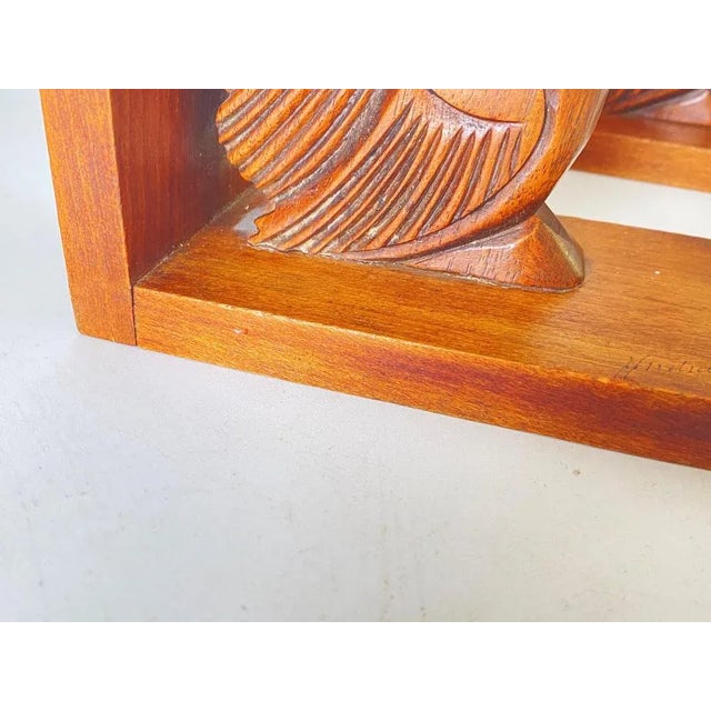 1940s Art Deco Brown Birds Bookends in Wood, France, 1940s, Set of 2 For Sale - Image 5 of 11