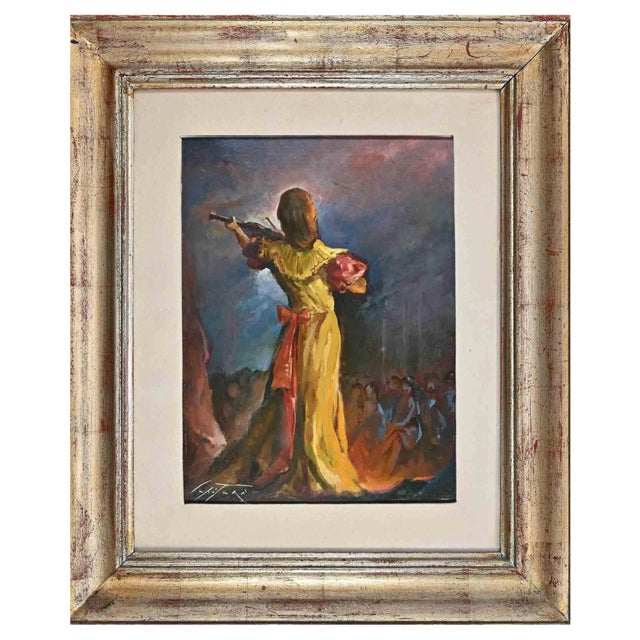 Sergio Capitani, A Violin Concert, Original Oil on Board, 1977 For Sale