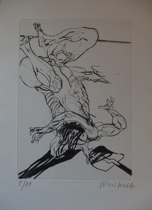 Claude Weisbuch, Nude The Fall, 1975, Engraving