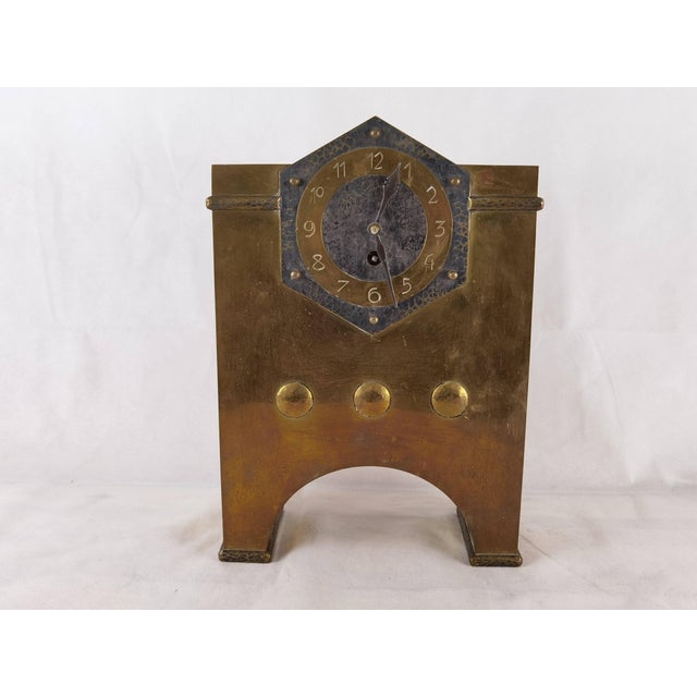 Vintage Art Deco Console Clock in Brass Case, 1930 For Sale - Image 12 of 18