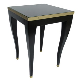Donghia C.1980's "Essence," Square Occasional, Side, Satin Brass Gallery Satin Ebony Finish With Brushed Satin Brass Details For Sale