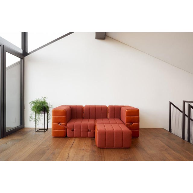 Curt Modular Set - Flexible Bench - Barcelona - Vole - V3347/15 (Grey / Brown) by Ambivalenz, Set of 3 For Sale - Image 4 of 5