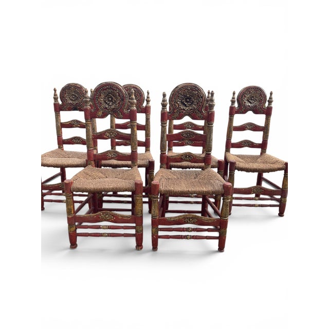 Wood Polychrome Dining Chairs, 1950s, Set of 6 For Sale - Image 7 of 7