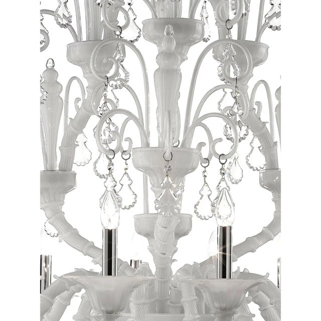 Glass Venetian Modern White Ca Rezzonico with Curls Murano Glass Chandelier by Simoeng For Sale - Image 7 of 8