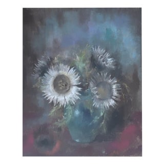 Judith Schmid L'Eplattenier, Chardons et vase vert, Pastel on Cardboard, Framed For Sale