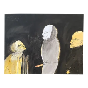 Gary Hansmann, Modern Figurative Surrealism Watercolor, Drawing - "The Dressers", 1988