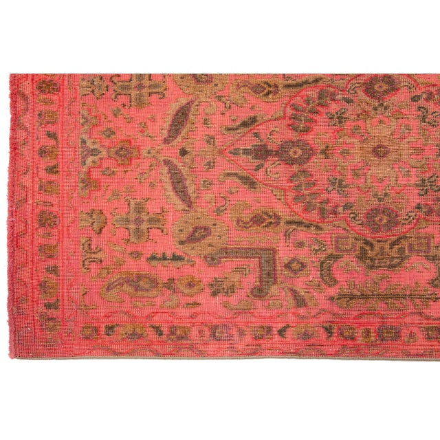 1960s Persian Overdyed Wool Rug in Pink With Allover Motif 3 X 5 For Sale - Image 5 of 8